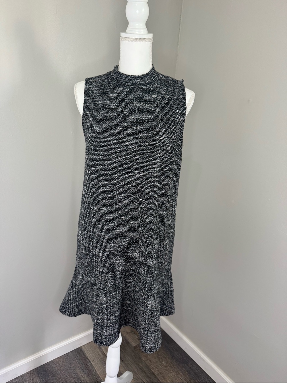LOFT Black Heather Sleeveless Knit Swing Dress